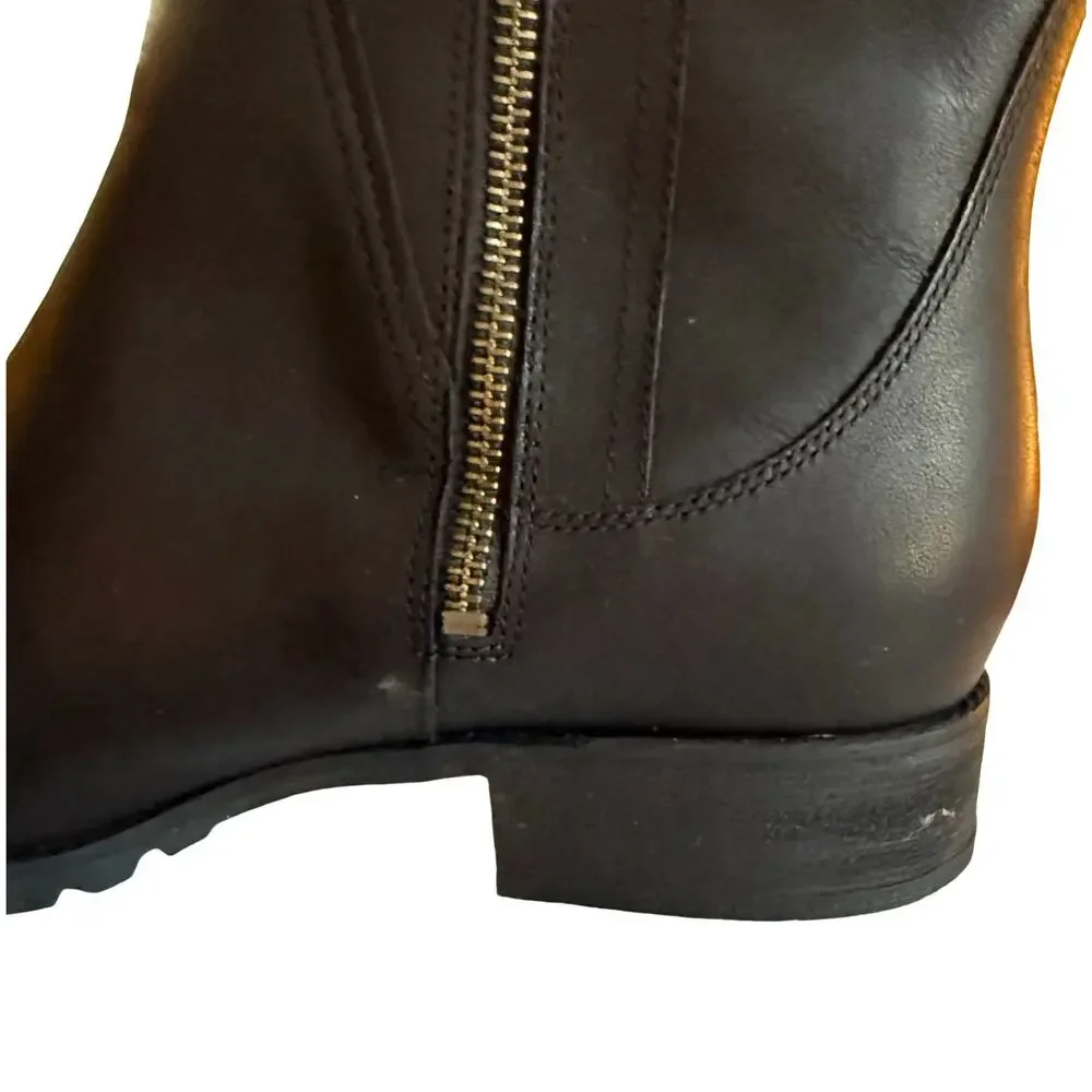 Timberland Boots Womens Size 11 Black Leather Knee High Riding Boot Side Zip